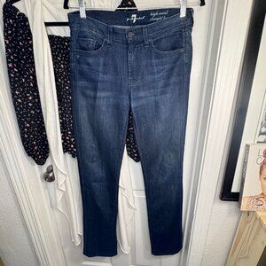 7 FOR ALL MANKIND Blue High RISE Waist Straight Jean Size 27